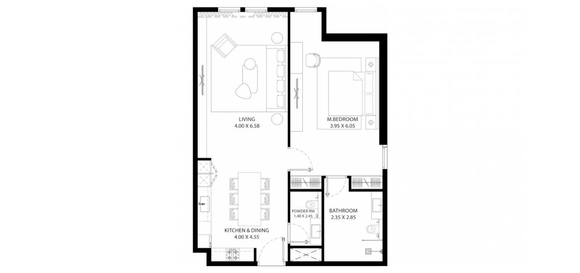 Floor plan «1BR Type-2», 1 bedroom in MAG 330